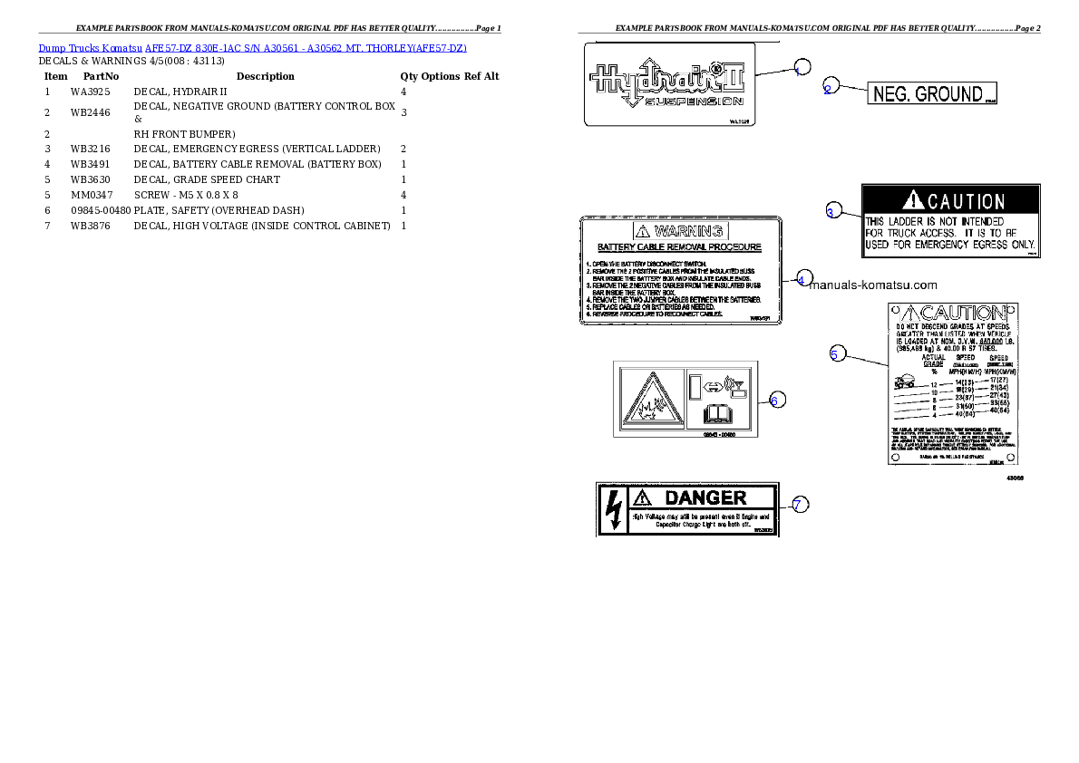 Protected: AFE57-DZ 830E-1AC S/N A30561 – A30562      MT. THORLEY Partsbook