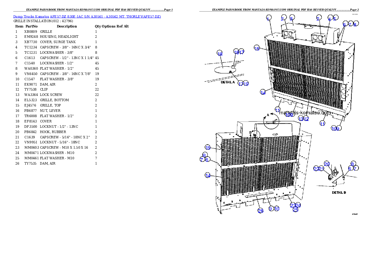 Protected: AFE57-DZ 830E-1AC S/N A30561 – A30562      MT. THORLEY Partsbook