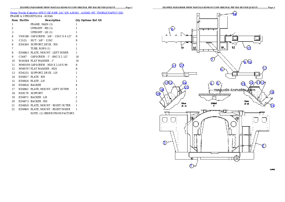 Protected: AFE57-DZ 830E-1AC S/N A30561 – A30562      MT. THORLEY Partsbook