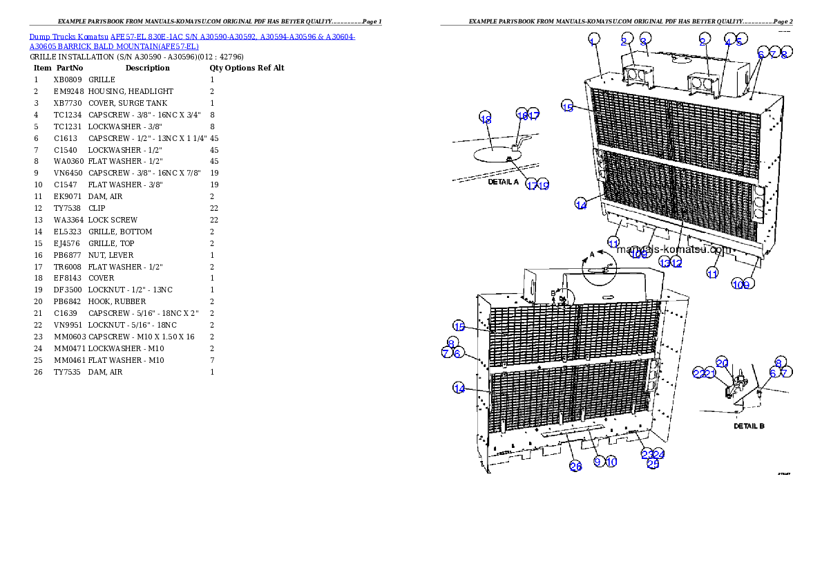 Protected: AFE57-EL 830E-1AC S/N A30590-A30592, A30594-A30596 & A30604-A30605   BARRICK BALD MOUNTAIN Partsbook