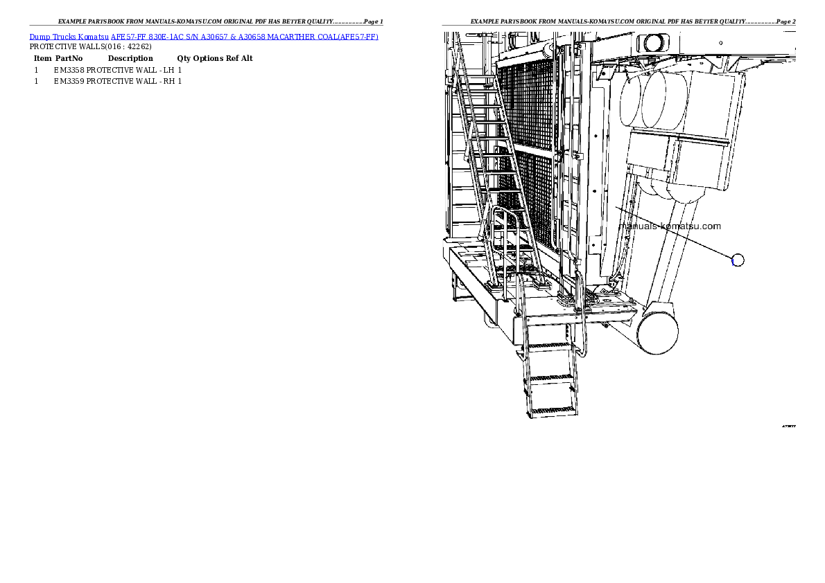 Protected: AFE57-FF 830E-1AC S/N A30657 & A30658    MACARTHER COAL Partsbook