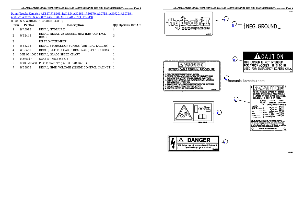 Protected: AFE57-FJ 830E-1AC S/N A30669 – A30670, A30718 – A30720, A30769 – A30772, A30785 & A30802  YANCOAL MOOLARBEN Partsbook