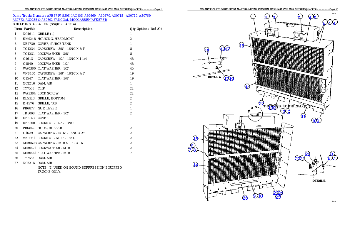 Protected: AFE57-FJ 830E-1AC S/N A30669 – A30670, A30718 – A30720, A30769 – A30772, A30785 & A30802  YANCOAL MOOLARBEN Partsbook
