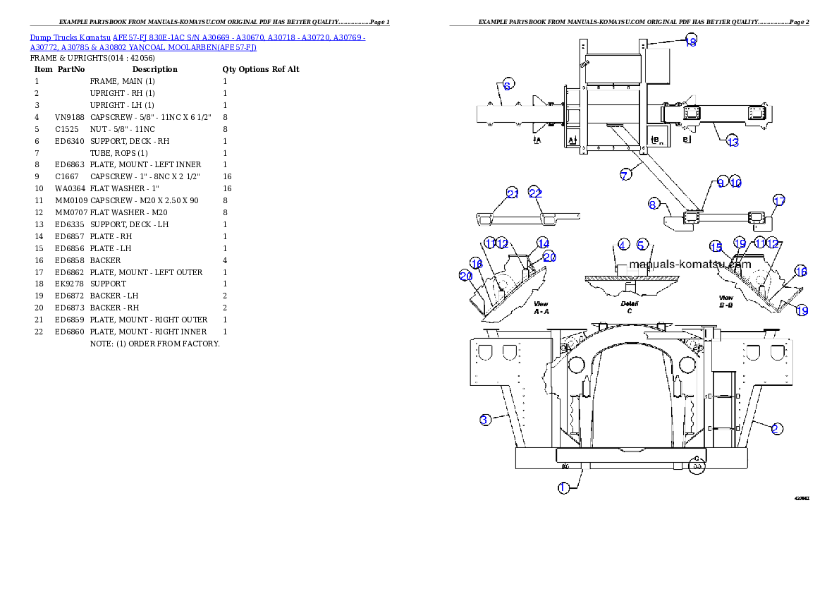 Protected: AFE57-FJ 830E-1AC S/N A30669 – A30670, A30718 – A30720, A30769 – A30772, A30785 & A30802  YANCOAL MOOLARBEN Partsbook