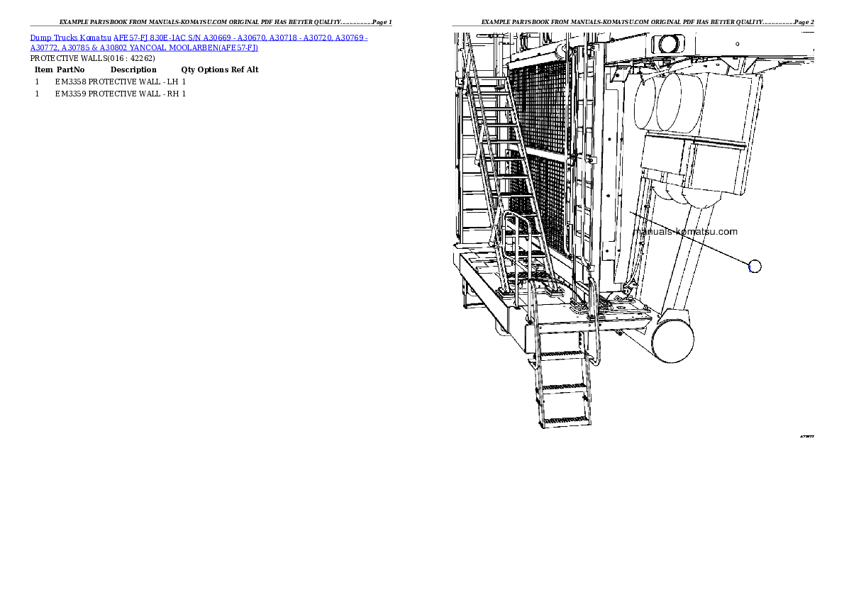 Protected: AFE57-FJ 830E-1AC S/N A30669 – A30670, A30718 – A30720, A30769 – A30772, A30785 & A30802  YANCOAL MOOLARBEN Partsbook