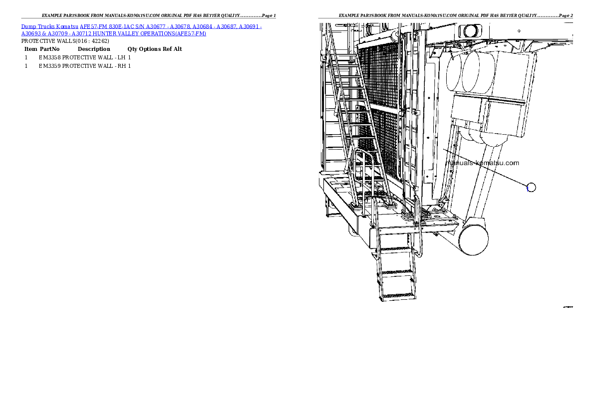 Protected: AFE57-FM 830E-1AC S/N A30677 – A30678, A30684 – A30687, A30691 – A30693 & A30709 – A30712 HUNTER VALLEY OPERATIONS Partsbook