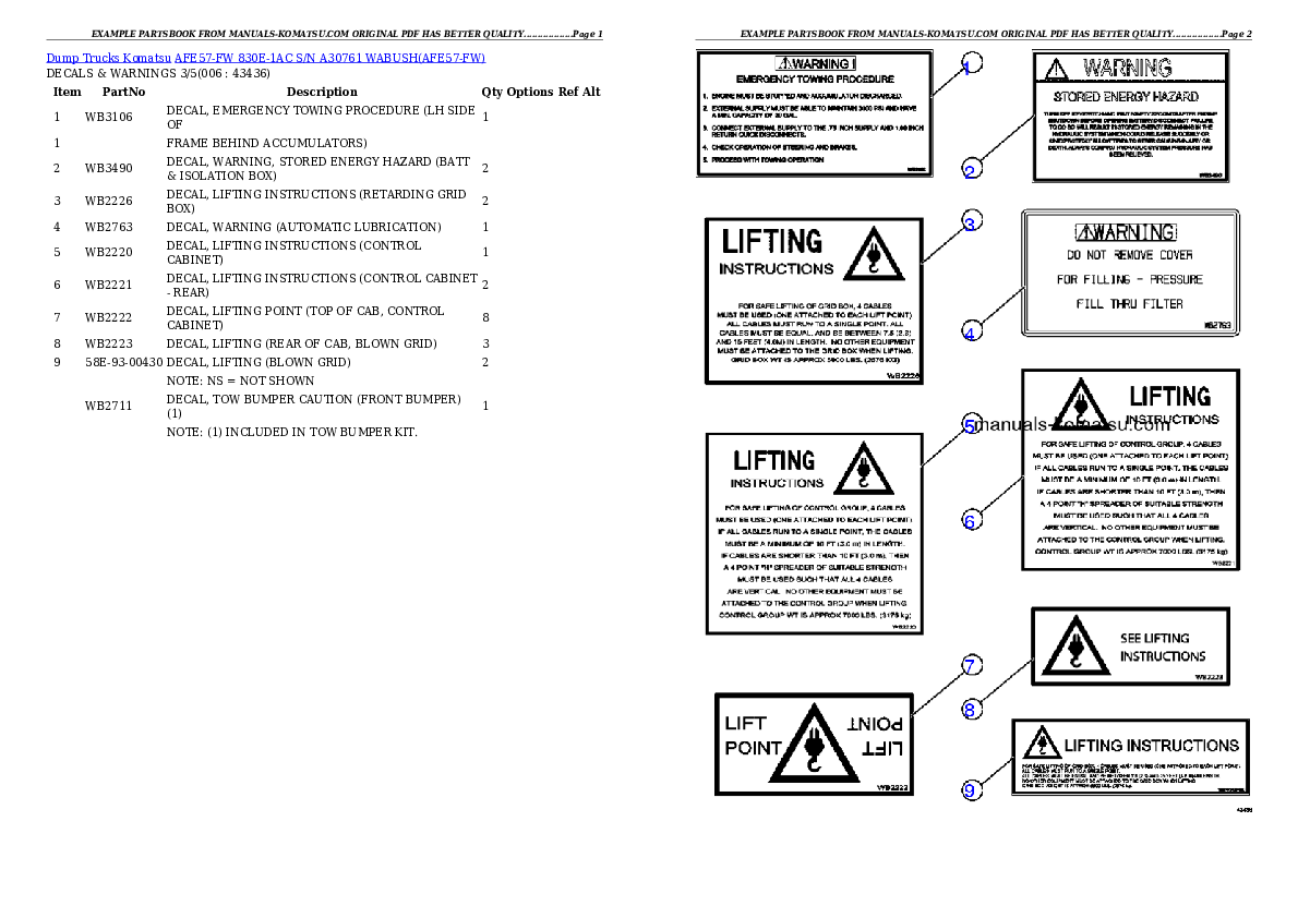 Protected: AFE57-FW 830E-1AC S/N A30761  WABUSH Partsbook