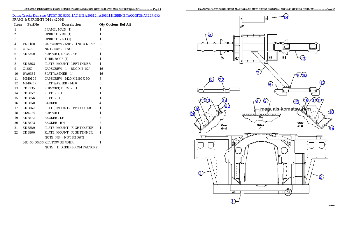 Protected: AFE57-GK 830E-1AC S/N A30840 – A30841  HIBBING TACONITE Partsbook