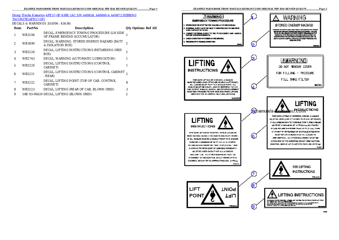 Protected: AFE57-GP 830E-1AC S/N A40858, A40860 & A40872  HIBBING TACONITE Partsbook