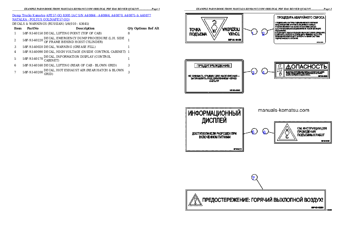 Protected: AFE57-GQ 830E-1AC S/N A40864 – A40866, A40870, A40875 & A40877  NATALKA – POLYUS GOLD Partsbook