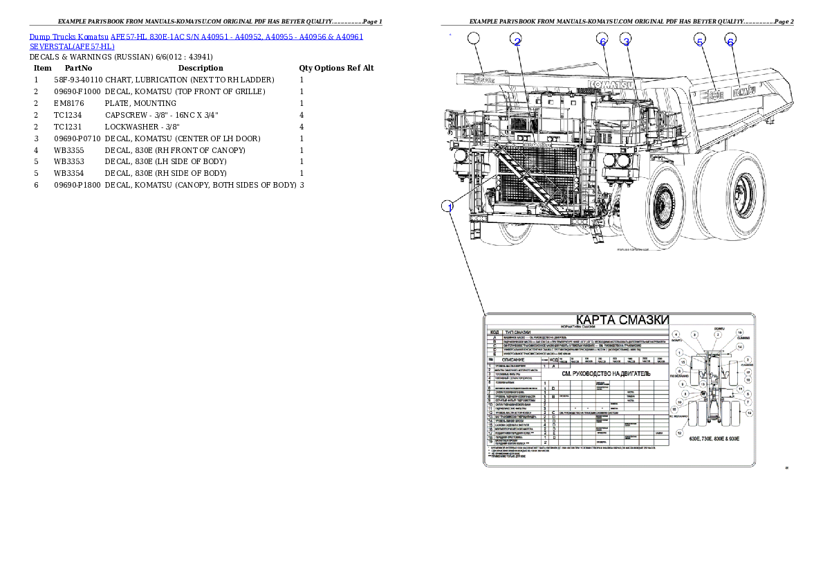 Protected: AFE57-HL 830E-1AC S/N A40951 – A40952, A40955 – A40956 & A40961  SEVERSTAL Partsbook