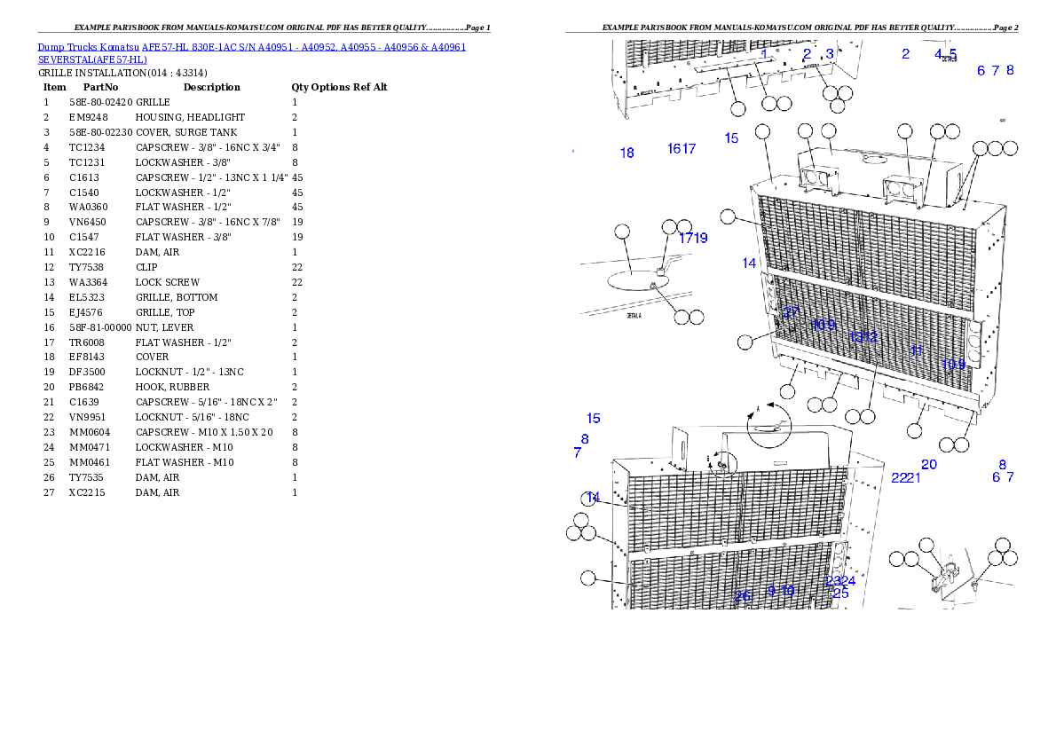Protected: AFE57-HL 830E-1AC S/N A40951 – A40952, A40955 – A40956 & A40961  SEVERSTAL Partsbook