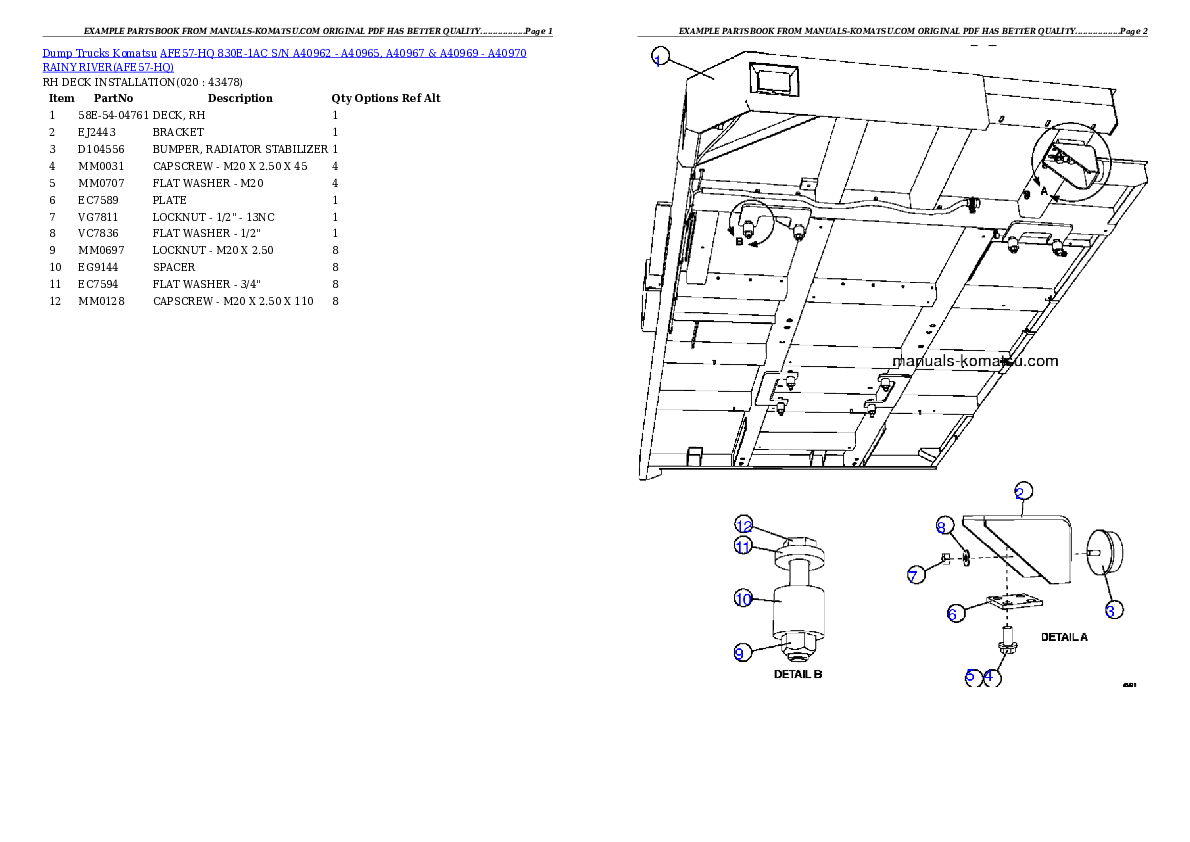 Protected: AFE57-HQ 830E-1AC S/N A40962 – A40965, A40967 & A40969 – A40970  RAINY RIVER Partsbook