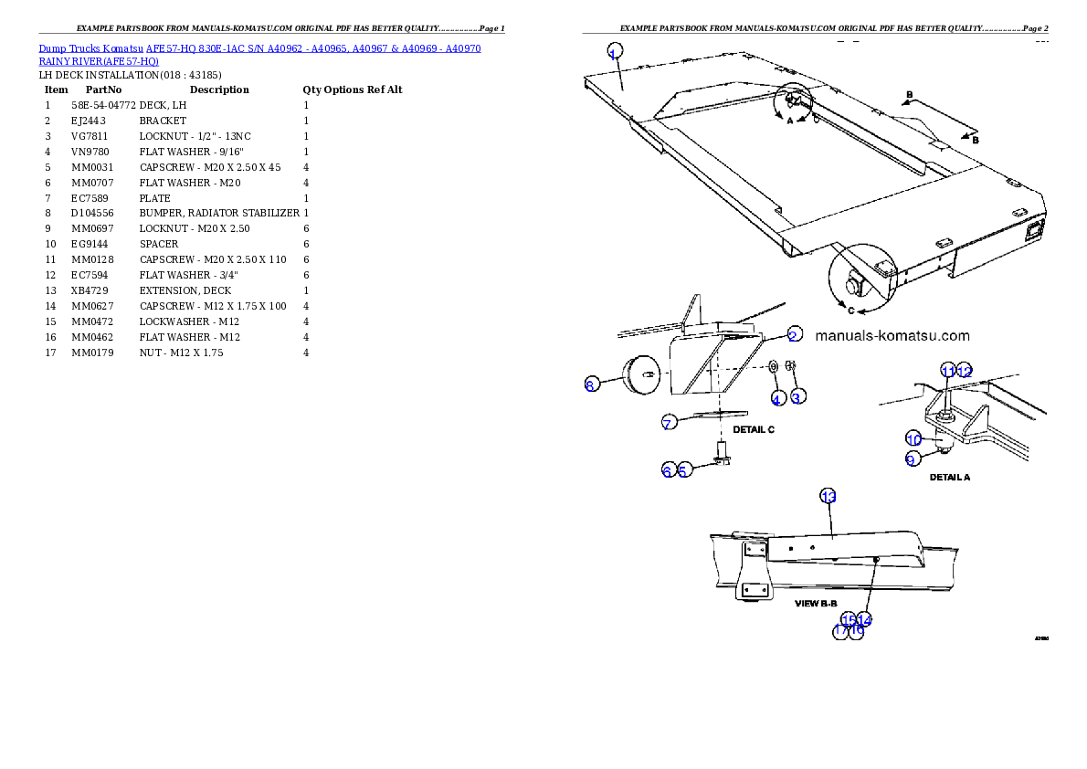 Protected: AFE57-HQ 830E-1AC S/N A40962 – A40965, A40967 & A40969 – A40970  RAINY RIVER Partsbook