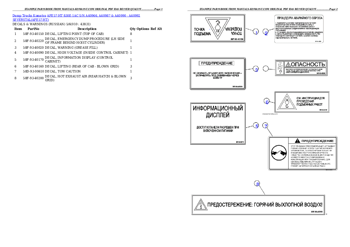 Protected: AFE57-HT 830E-1AC S/N A40966, A40987 & A40990 – A40992  SEVERSTAL Partsbook
