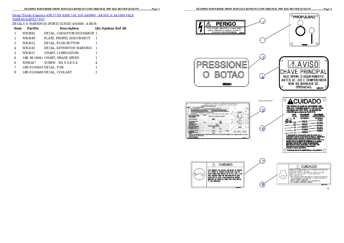 Protected: AFE57-HY 830E-1AC S/N A40999 – A41001 & A41004  VALE MARIANA Partsbook