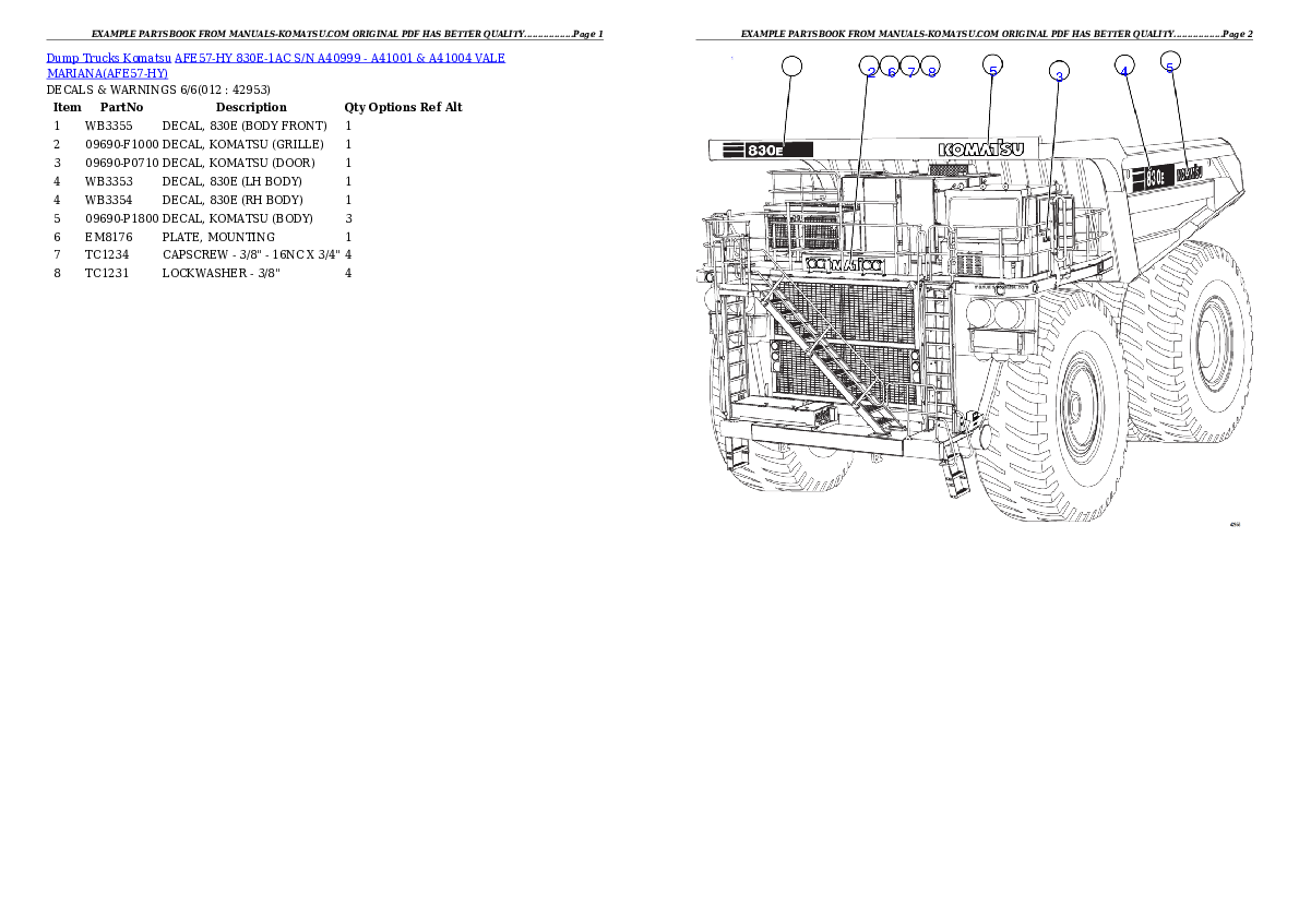 Protected: AFE57-HY 830E-1AC S/N A40999 – A41001 & A41004  VALE MARIANA Partsbook