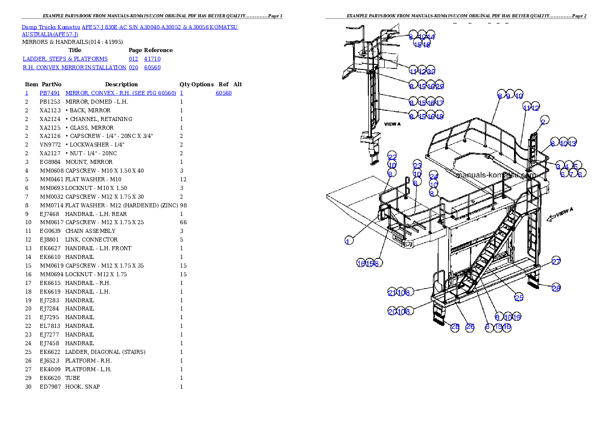 Protected: AFE57-J 830E-AC S/N A30040-A30052 & A30056    KOMATSU AUSTRALIA Partsbook