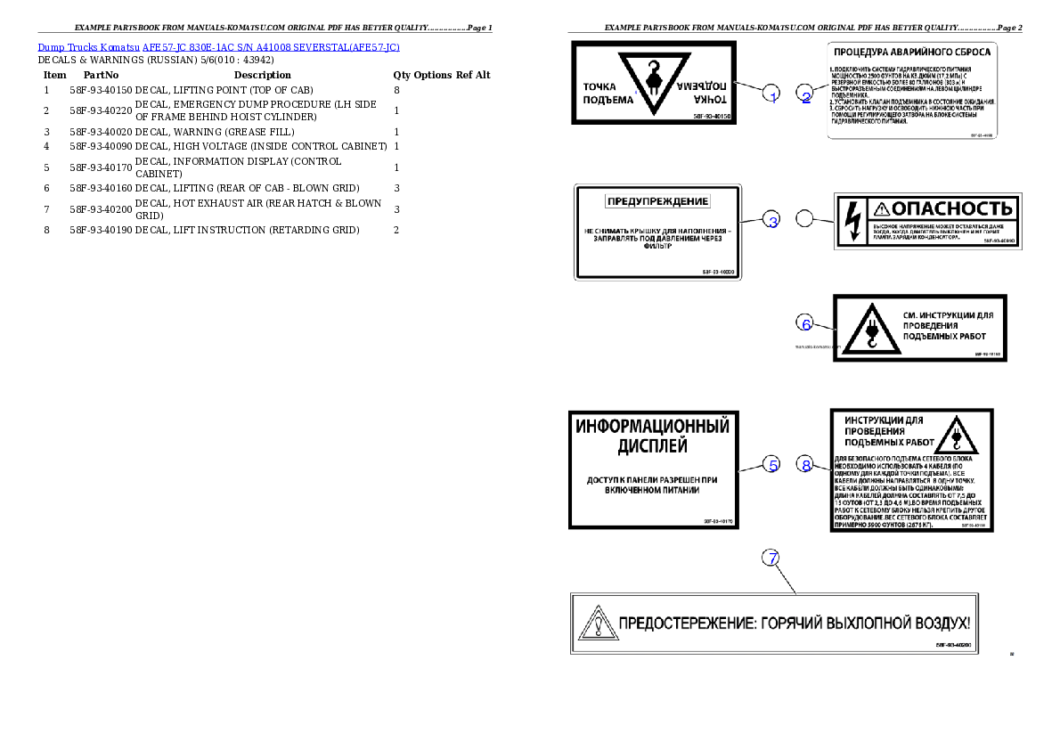 Protected: AFE57-JC 830E-1AC S/N A41008 SEVERSTAL Partsbook