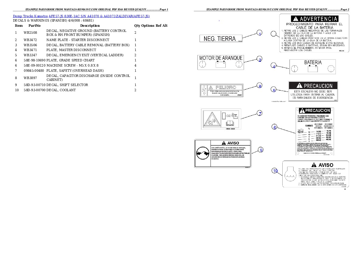 Protected: AFE57-JS 830E-1AC S/N A41070 & A41073  ZALDIVAR Partsbook