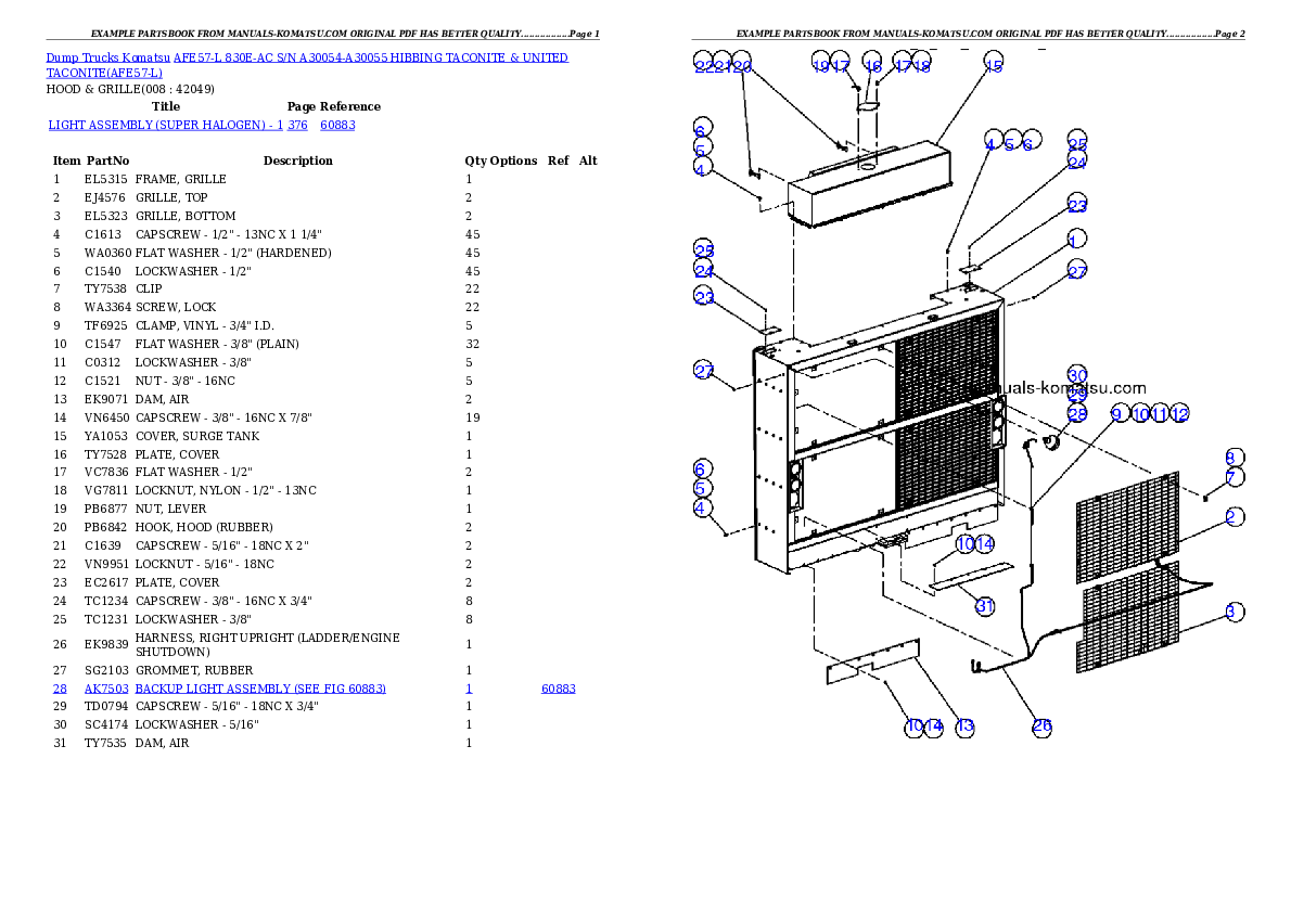 Protected: AFE57-L 830E-AC S/N A30054-A30055    HIBBING TACONITE & UNITED TACONITE Partsbook