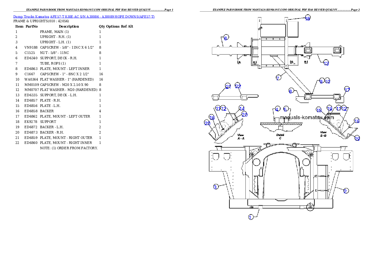 Protected: AFE57-T 830E-AC S/N A30086 – A30089      HOPE DOWNS Partsbook
