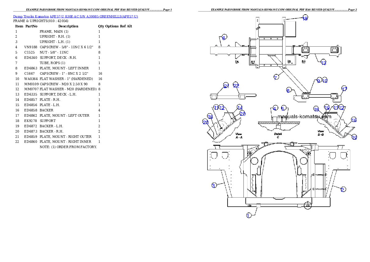 Protected: AFE57-U 830E-AC S/N A30085        GREENHILLS Partsbook