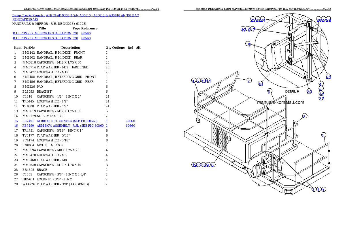 Protected: AFE59-AK 930E-4 S/N A30610 – A30612 & A30616   AN TAI BAO MINE Partsbook