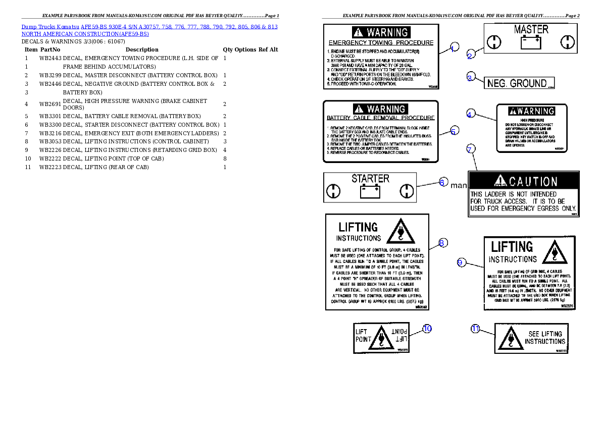Protected: AFE59-BS 930E-4 S/N A30757, 758, 776, 777, 788, 790, 792, 805, 806 & 813   NORTH AMERICAN CONSTRUCTION Partsbook