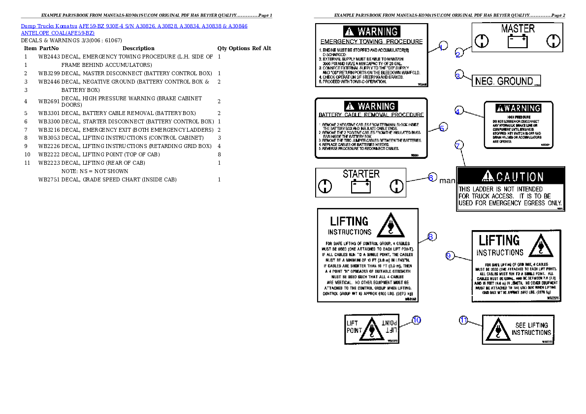 Protected: AFE59-BZ 930E-4 S/N A30826, A30828, A30834, A30838 & A30846      ANTELOPE COAL Partsbook