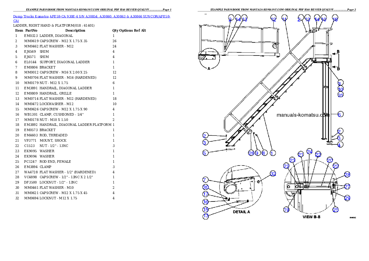Protected: AFE59-CA 930E-4 S/N A30854, A30860, A30863 & A30866      SUNCOR Partsbook