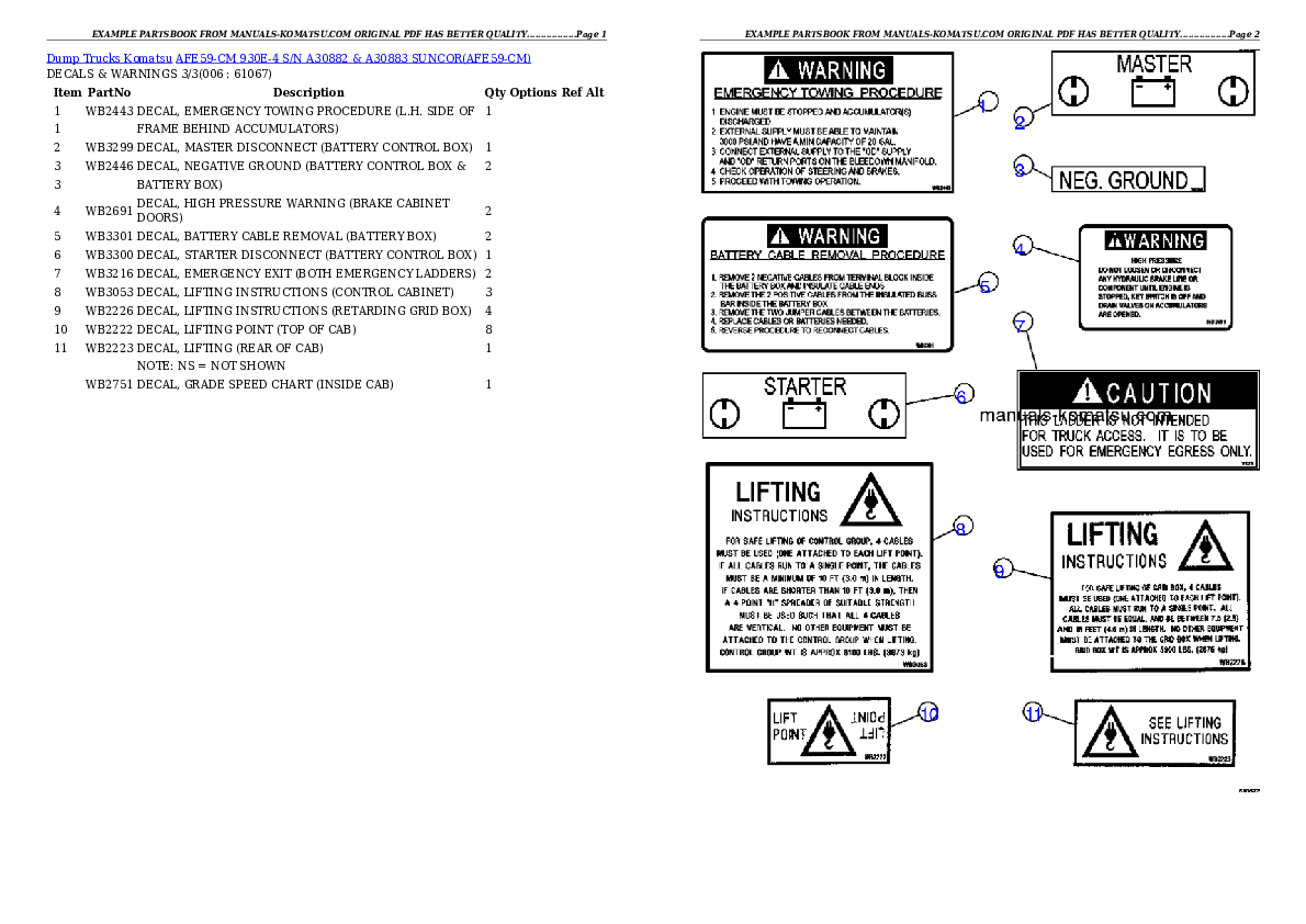 Protected: AFE59-CM 930E-4 S/N A30882 & A30883     SUNCOR Partsbook