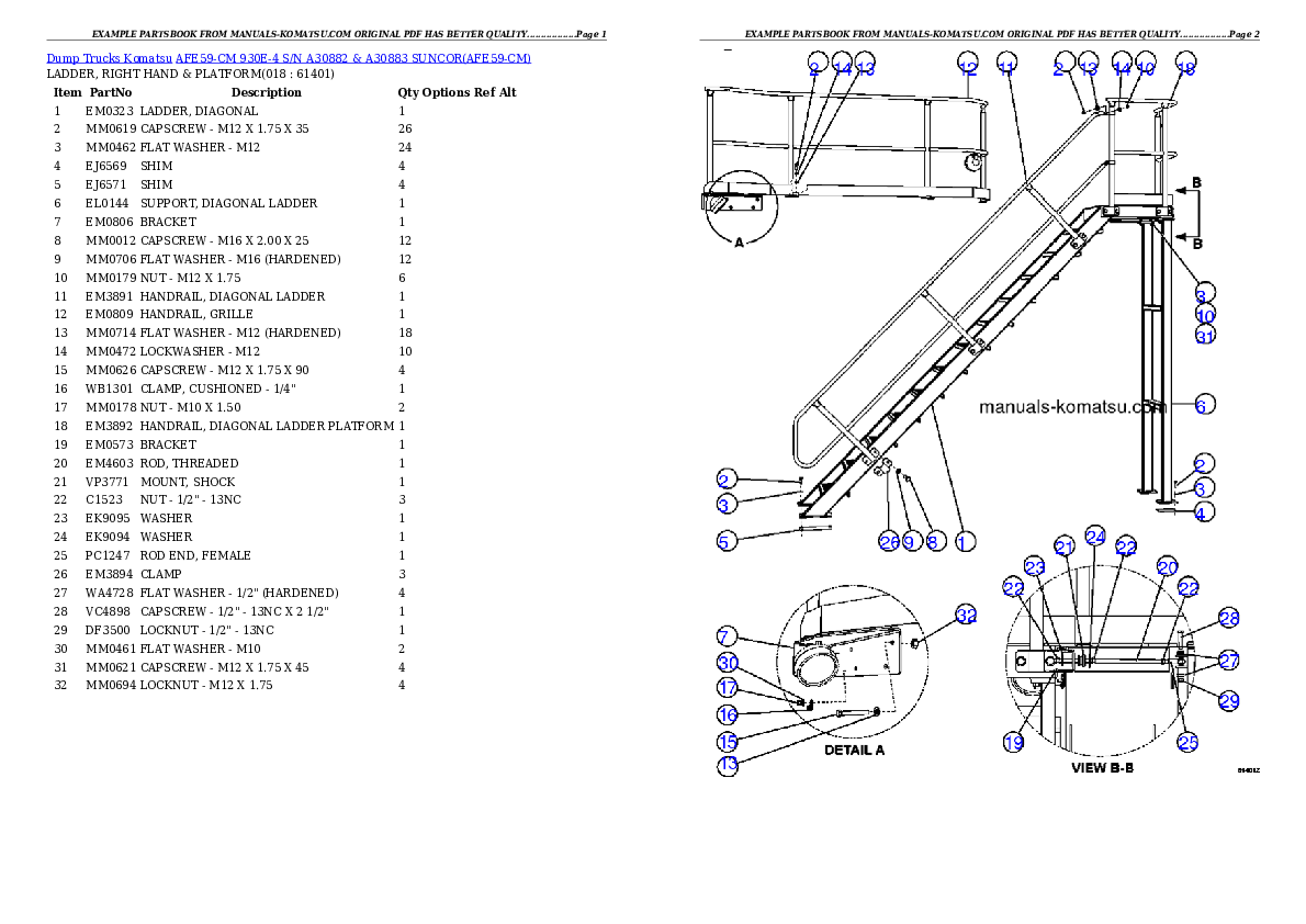 Protected: AFE59-CM 930E-4 S/N A30882 & A30883     SUNCOR Partsbook