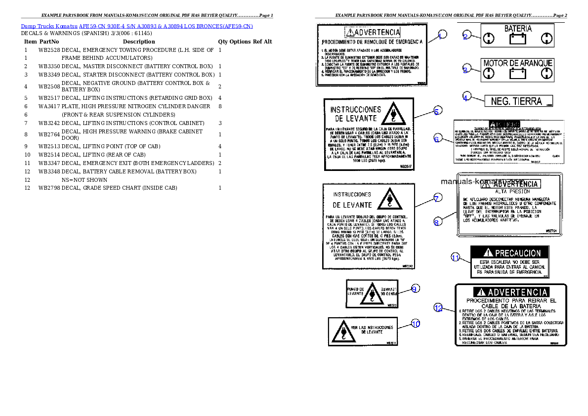 Protected: AFE59-CN 930E-4 S/N A30893 & A30894     LOS BRONCES Partsbook