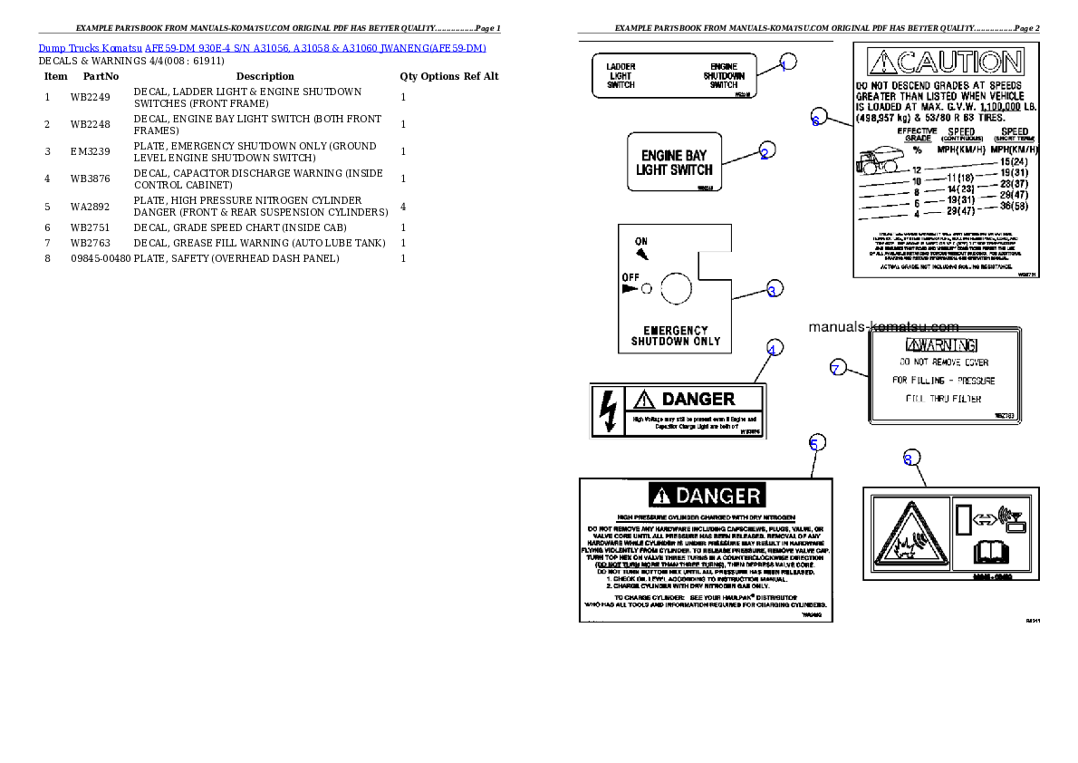 Protected: AFE59-DM 930E-4 S/N A31056, A31058 & A31060    JWANENG Partsbook