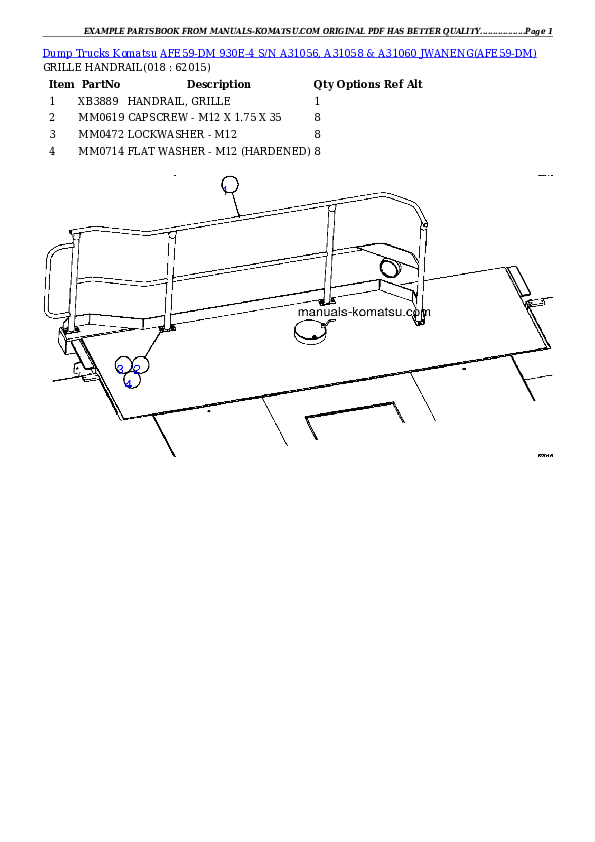 Protected: AFE59-DM 930E-4 S/N A31056, A31058 & A31060    JWANENG Partsbook