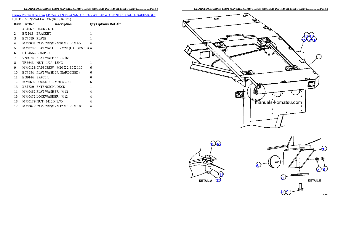 Protected: AFE59-DU 930E-4 S/N A31139 – A31140 & A31191    GIBRALTAR Partsbook