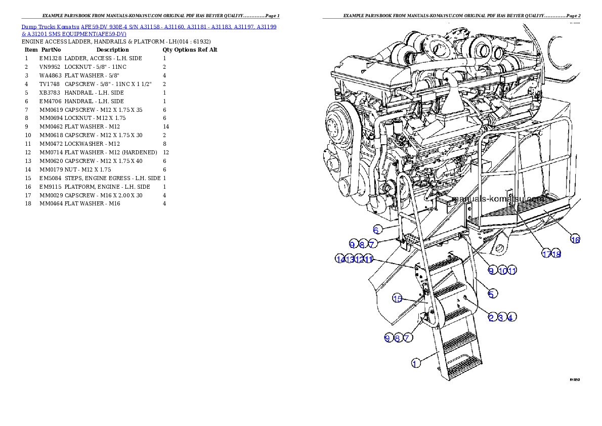 Protected: AFE59-DV 930E-4 S/N A31158 – A31160, A31181 – A31183, A31197, A31199 & A31201     SMS EQUIPMENT Partsbook