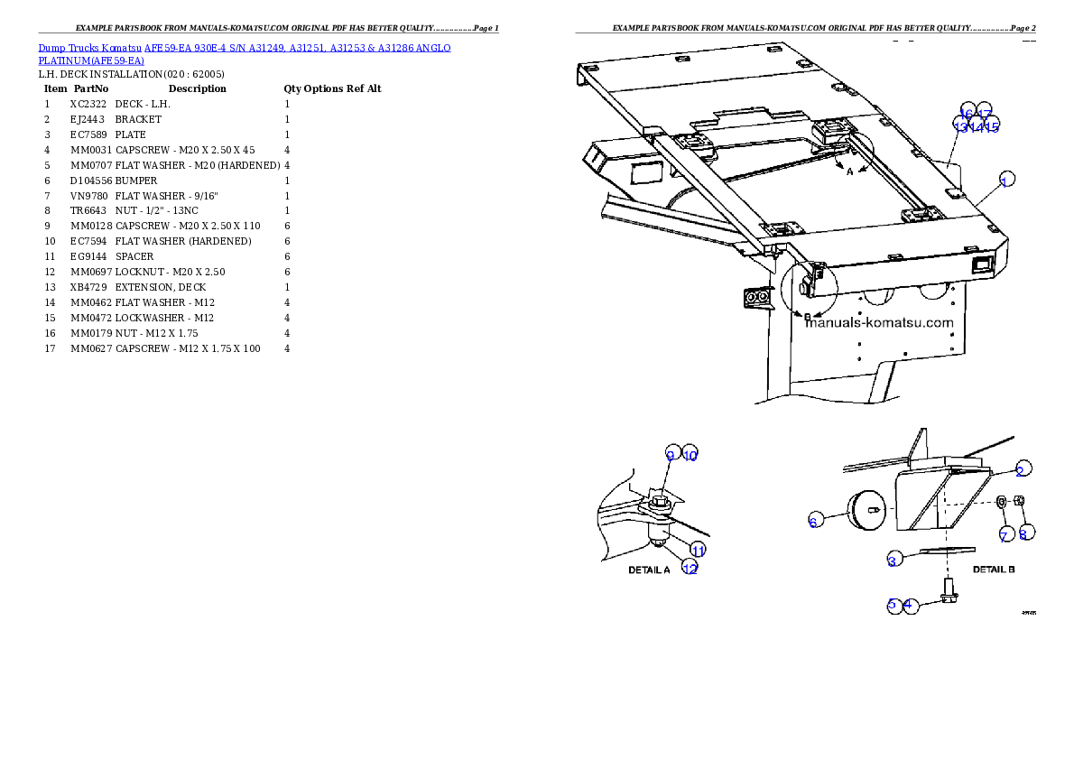Protected: AFE59-EA 930E-4 S/N A31249, A31251, A31253 & A31286    ANGLO PLATINUM Partsbook