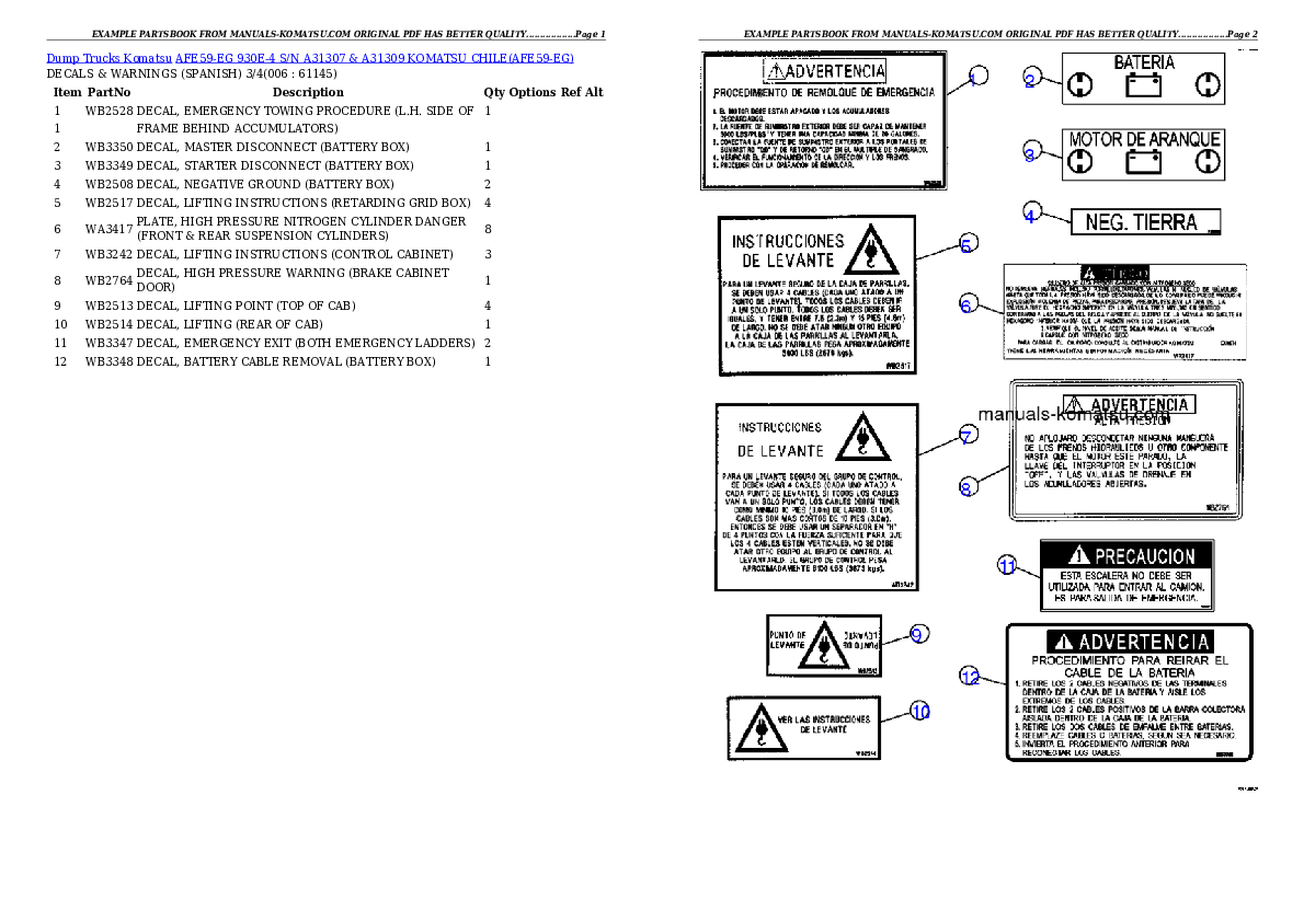 Protected: AFE59-EG 930E-4 S/N A31307 & A31309  KOMATSU CHILE Partsbook