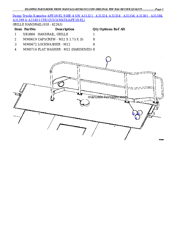 Protected: AFE59-EL 930E-4 S/N A31321 – A31324, A31354 – A31356, A31381 – A31384, A31399 & A31403  CHUQUICAMATA Partsbook