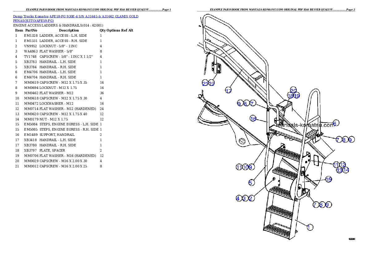 Protected: AFE59-FG 930E-4 S/N A31645 & A31662  GLAMIS GOLD PENASQUITO Partsbook