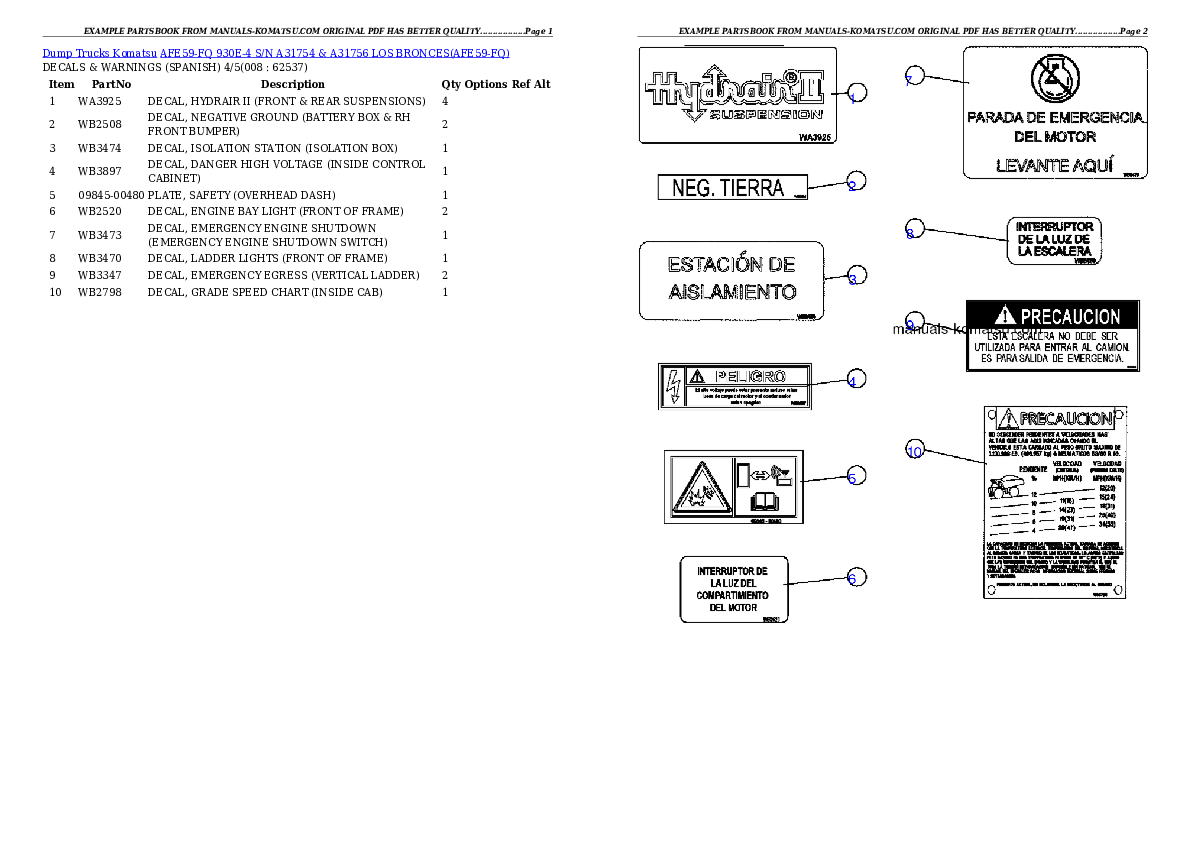 Protected: AFE59-FQ 930E-4 S/N A31754 & A31756  LOS BRONCES Partsbook