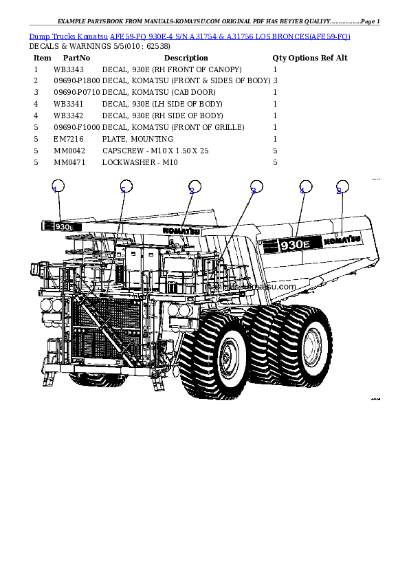 Protected: AFE59-FQ 930E-4 S/N A31754 & A31756  LOS BRONCES Partsbook