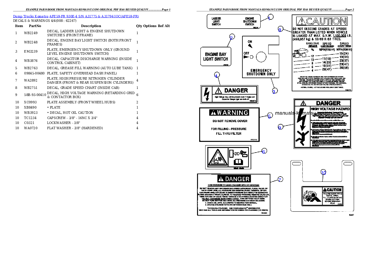 Protected: AFE59-FR 930E-4 S/N A31775 & A31794  IOC Partsbook