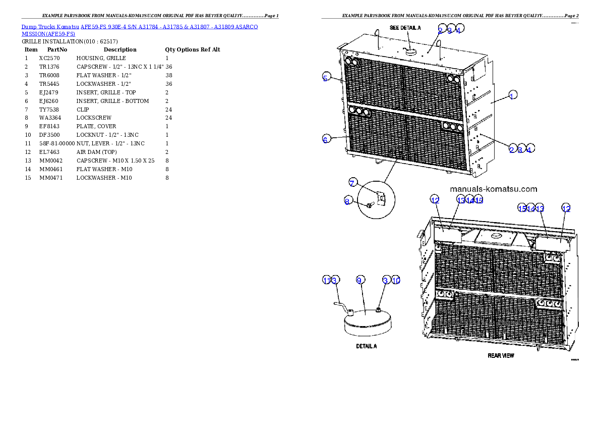 Protected: AFE59-FS 930E-4 S/N A31784 – A31785 & A31807 – A31809  ASARCO MISSION Partsbook