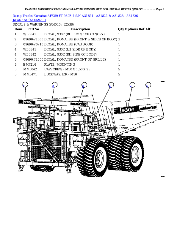 Protected: AFE59-FT 930E-4 S/N A31821 – A31822 & A31825 – A31826  JWANENG Partsbook