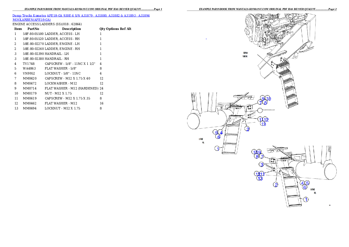 Protected: AFE59-GA 930E-4 S/N A31879 – A31880, A31882 & A31893 – A31894  MOOLARBEN Partsbook