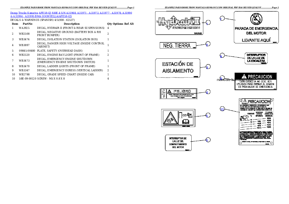 Protected: AFE59-GJ 930E-4 S/N A31968, A31971 – A31973, A31977 – A31978, A31990 & A31994 – A31995  BMA GOONYELLA Partsbook