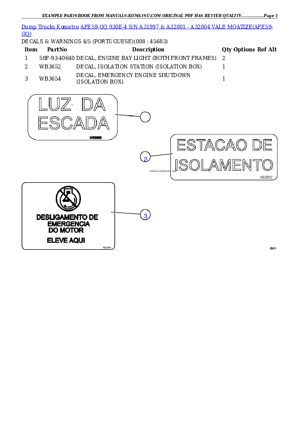 Protected: AFE59-GQ 930E-4 S/N A31997 & A32001 – A32004  VALE MOATIZE Partsbook